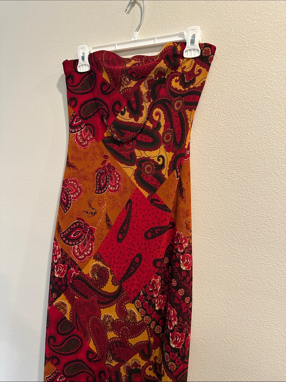 STUNNING Vintage Boho Strapless Paisley Maxi Dress - Picture 10 of 12
